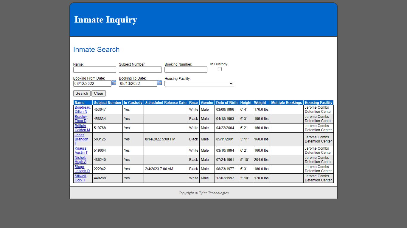 Inmate Search