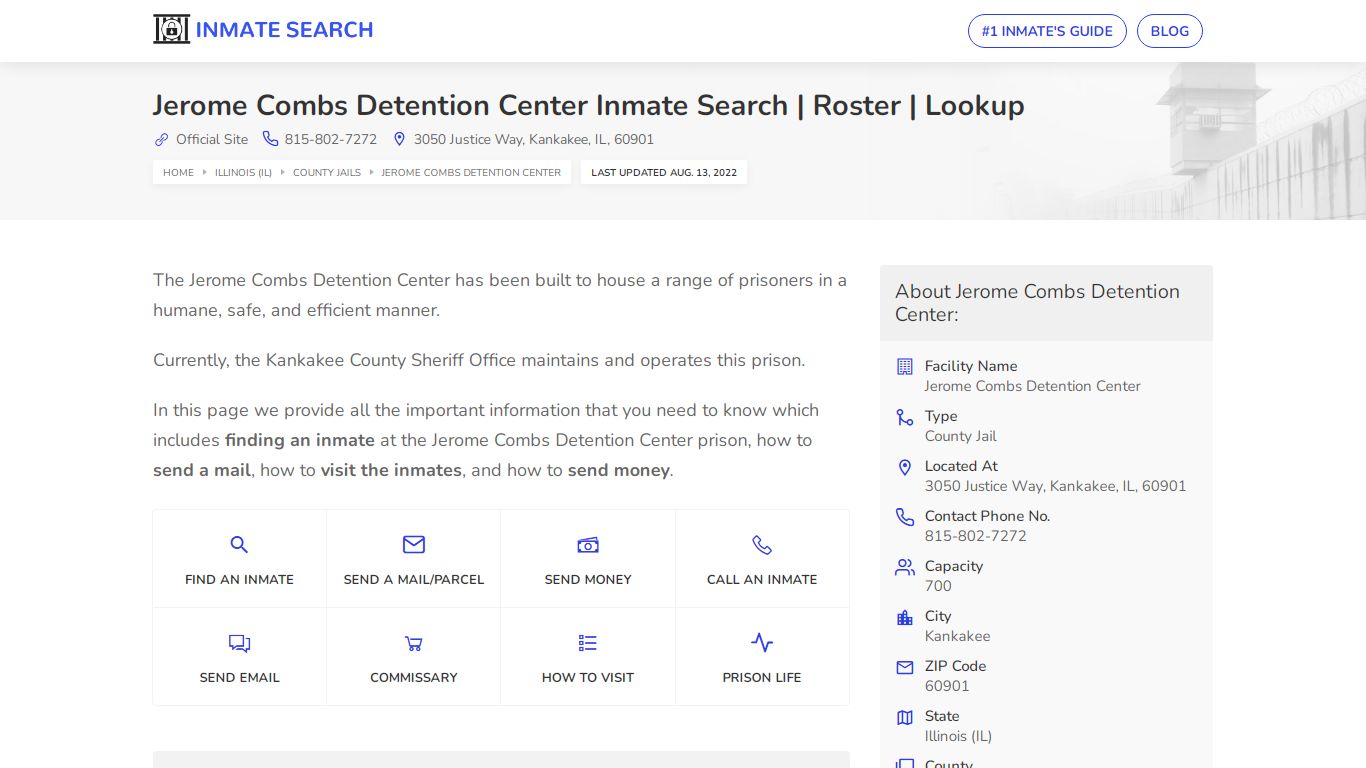 Jerome Combs Detention Center Inmate Search | Roster | Lookup